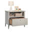 Classeur latéral gris - option de rangement efficace pour le bureau à domicile, tiroir spacieux pour dossiers de format lettre et légal, glissières pleine extension lisses, conception moderne avec pattes effilées blanches à motif décoratif,