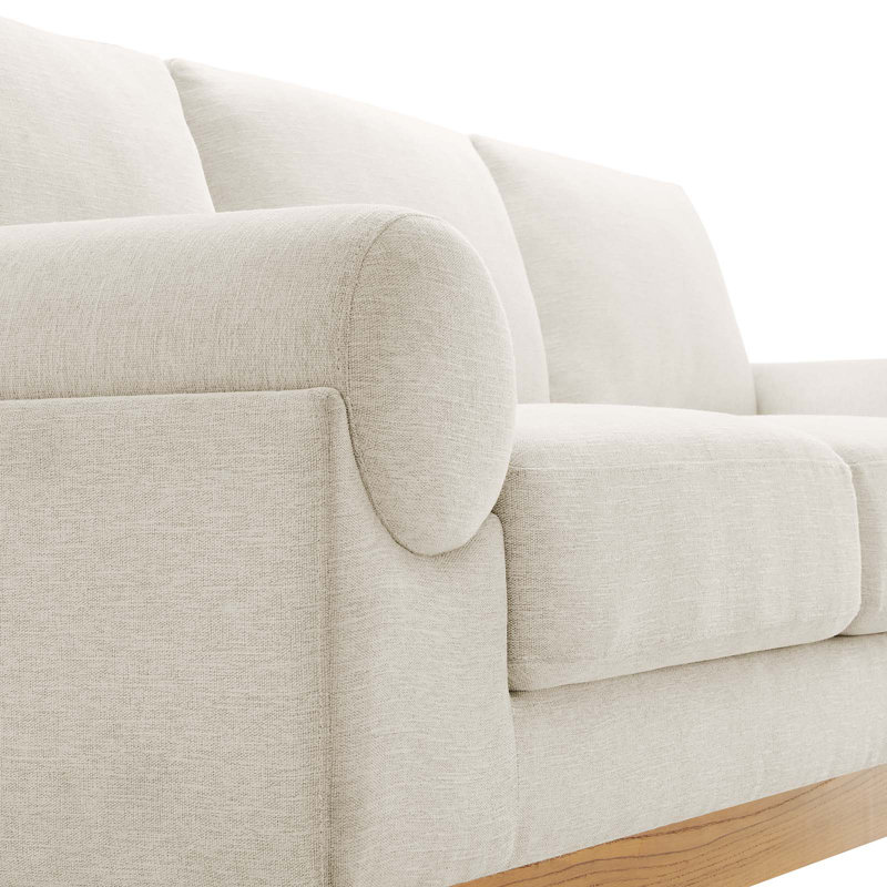 Canapé Oasis, 100 % polyester ivoire, Bois naturel