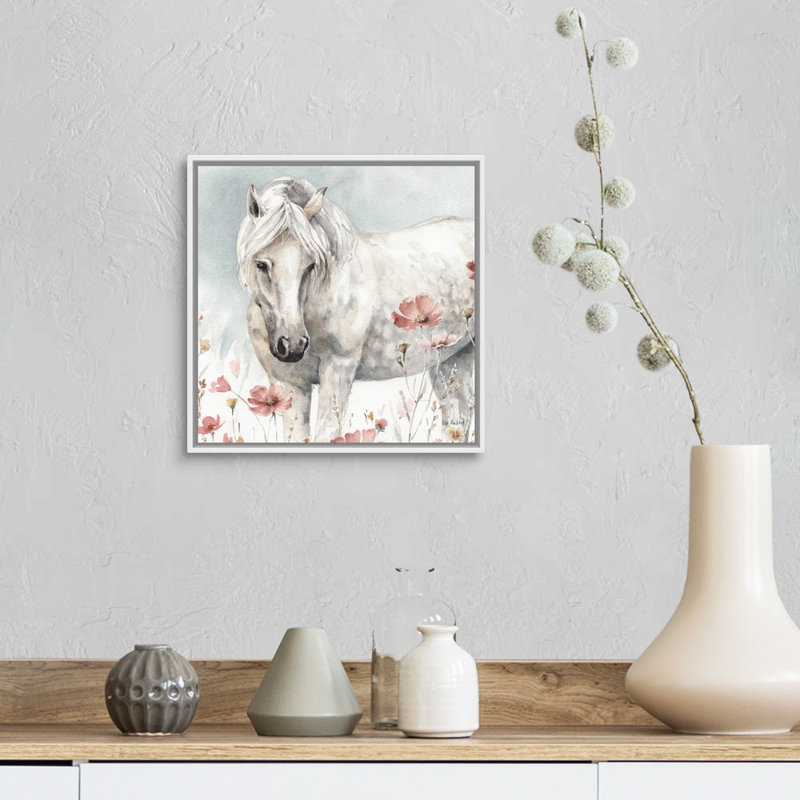 Art sauvage sur toile, "Chevaux sauvages", H 14 po x l 14 po x P 2 po, Toile avec cadre blanc