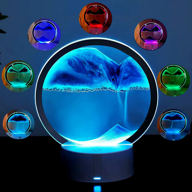 Wrought Studio™ 3D Hourglass Deep Sea Sandscape,Quicksand Lamp,360° Rotating Hourglass Decoration,Life Home Desktop Decoration... 