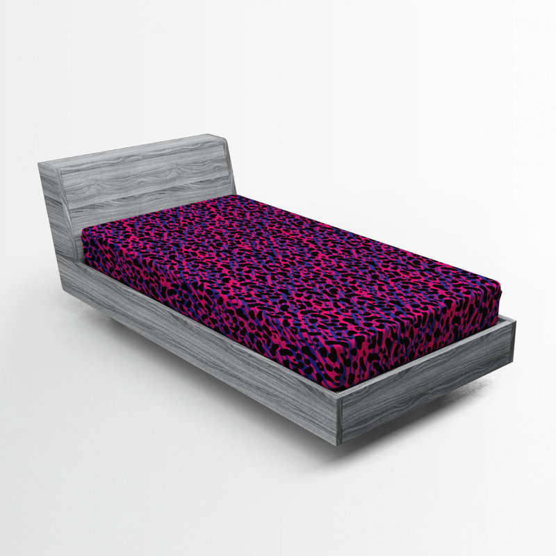 Twin Pink and Blue Microfiber Animal Print Fitted Sheet