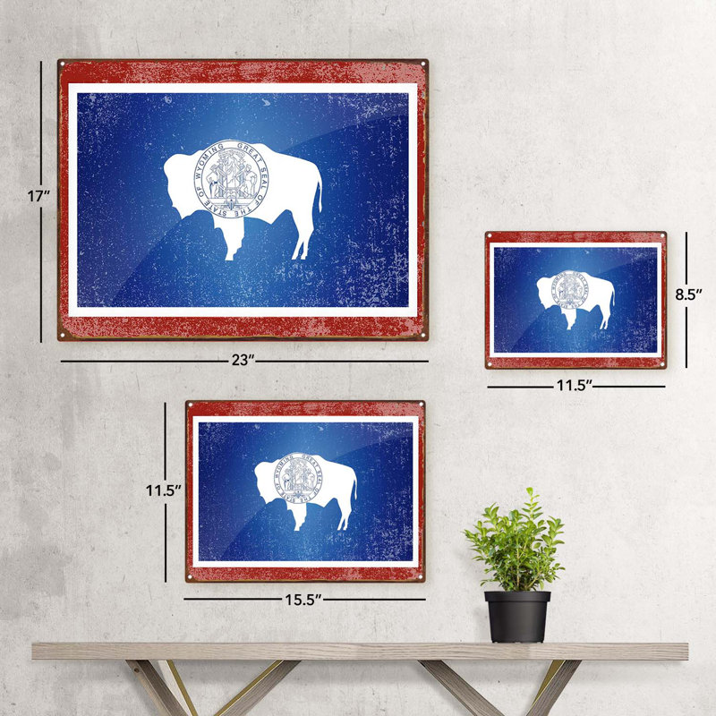 Drapeau du Wyoming, H 8,5 po x l 11,5 po x P 0,04 po