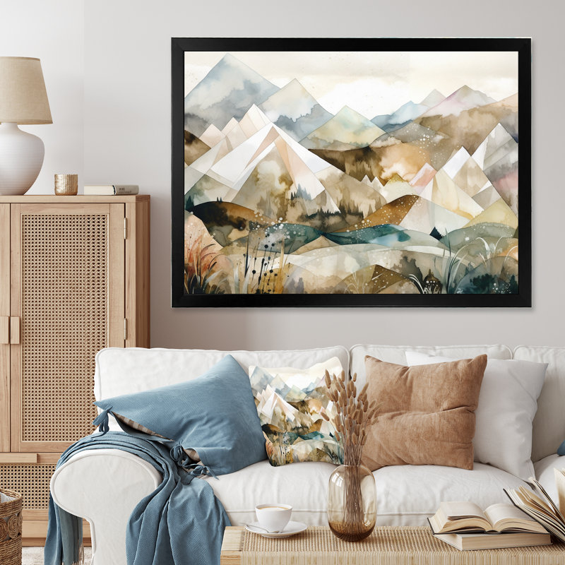 Exploration des montagnes argentiques en évolution II sur toile, Cadre simple noir, H 12 po x l 20 po x P 1 po