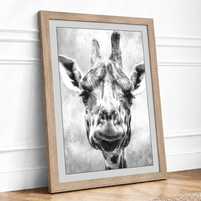 Giraffe Gaze Minimalist 1 Piece Single Picture Frame Wall Art