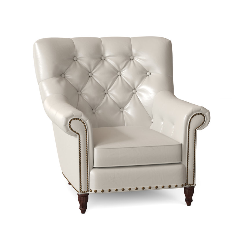 Kirby Leather Club Chair, Outsider Raven Genuine Leather, Mahogany, #9 & #54 French Natural
