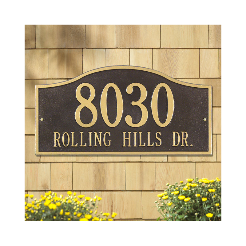 Rolling Hills 2-Line Wall Address Plaque, Yes, Antique Copper