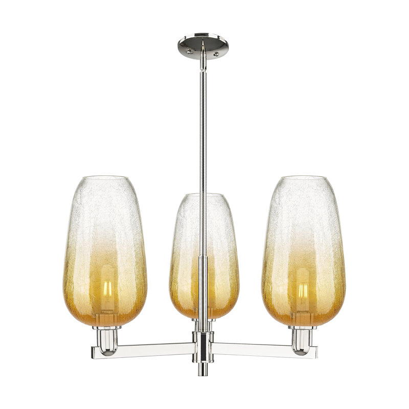 Lustre suspendu 3 lumières Godalming, Ambre, Nickel poli