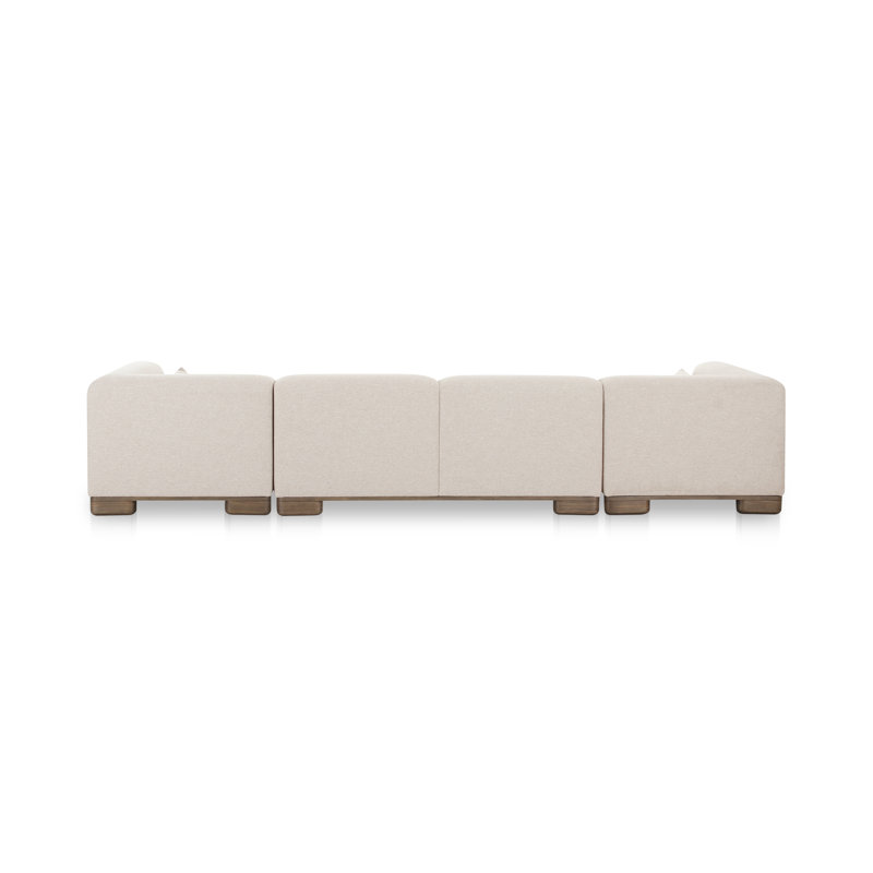 June Modular Sofa Performance Fabric, Beige, 30" H x 115" W x 40" D