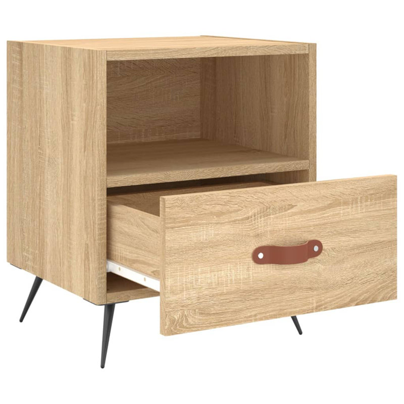 Capodanno 40cm W Manufactured Wood Bedside Table, Sonoma Oak