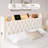 Upholstered Floating Bed With LED Lights, Charging Port-1558749533