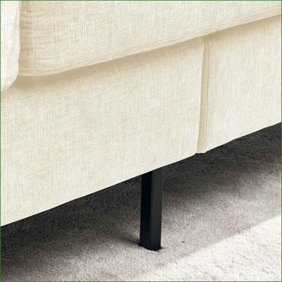 Canapé modulaire en L à 3 places avec méridienne de rangement pour appartement / studio / salon | Blanc cassé | Chenille