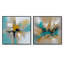 Encre jaune et turquoise Fuild - ensemble de 2 collages carrés abstraits en marbre-1882384188-1882384166