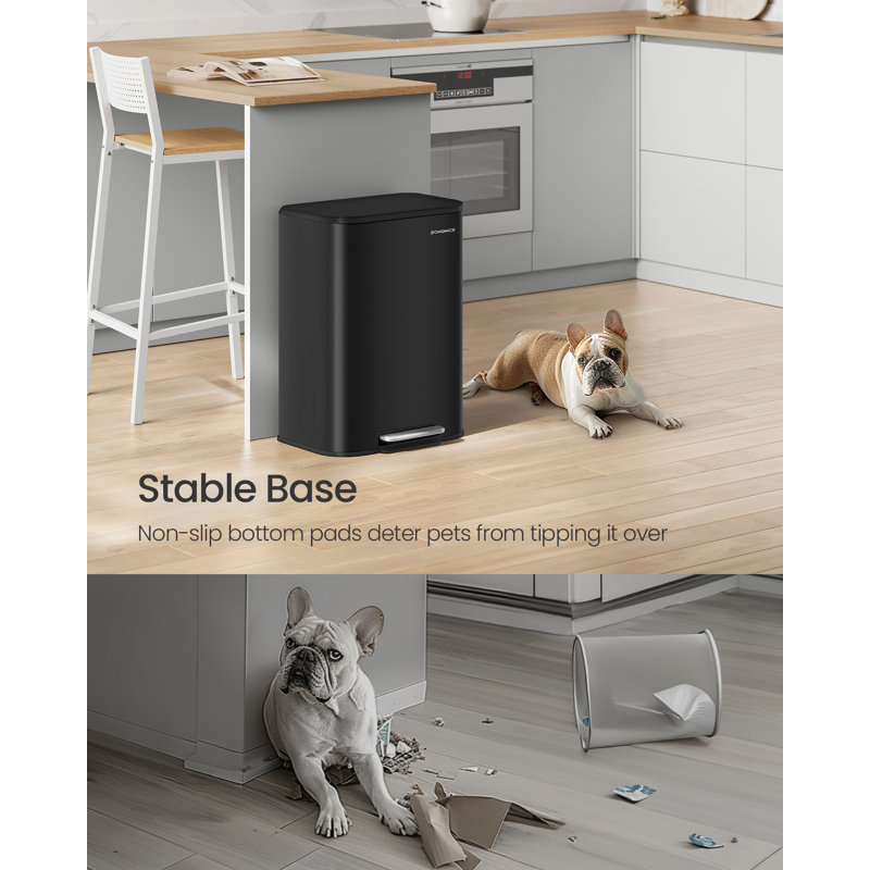 Step On Kitchen Trash Can, 50 L, 61cm H x 35cm W x 45cm D, Ink Black