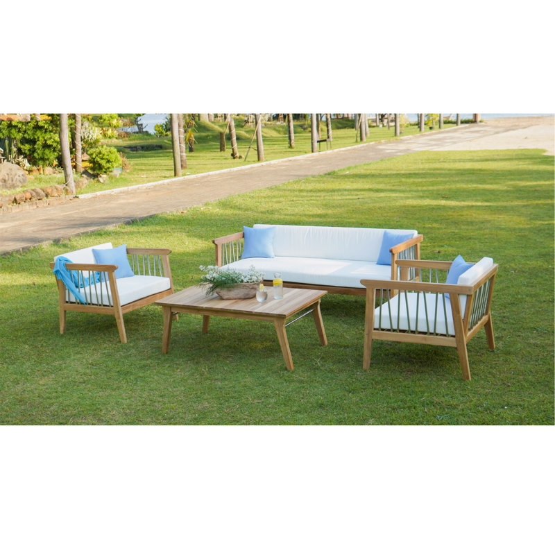 Outdoor 4 - Piece Teak Conversation Set