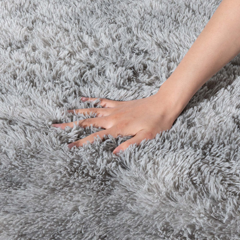 Shag Area Rugs 4x6 ft, Tie-dyed Grey Fluffy Rug for Living Room, Non-Slip Shag Carpet for Bedroom Nursery Kids Play Room Dorm Office