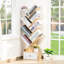 Bibliothèque à 8 niveaux avec tiroir, bibliothèque haute en bois avec conception anti-basculement, tablette de rangement peu encombrante pour la chambre à coucher, le salon et le bureau personnel-133225729-133699214