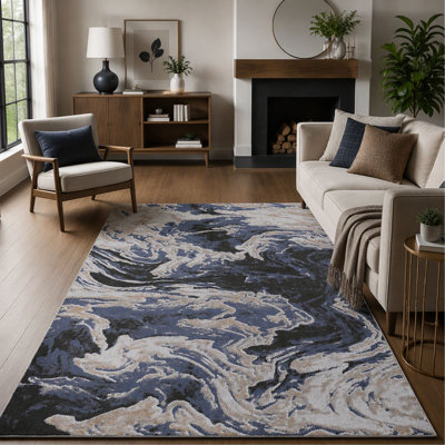 Tapis abstrait de style moderne et contemporain pour le salon et la chambre à coucher, 6 pi 7 po x 9 pi
