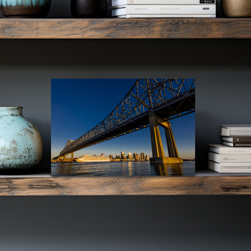 Crescent City Bridges cross Mississippi River New Orleans Louisiana USA 1 Piece Wrapped Canvas Wall Art