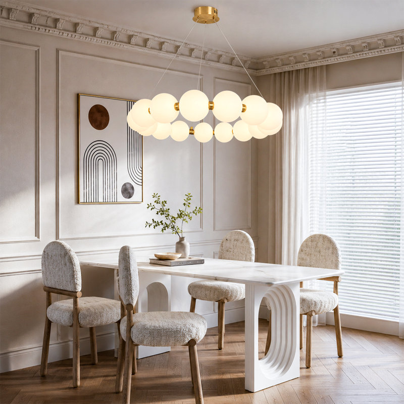 Lustre moderne en forme de globe avec abat-jour en acrylique