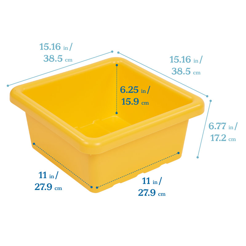 ECR4Kids Stackable Square Bins with Non-Snap Lids, Multipurpose Organization, 2-Pack, Yellow