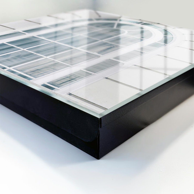 Key box for home, Opens to the left, 30x30x5, Black, Arched window with white frames, 