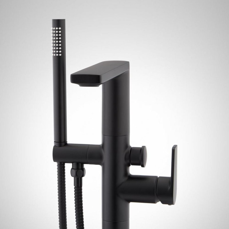 Berwyn Floor Mounted Tub Filler Faucet and Valve, Matte Black