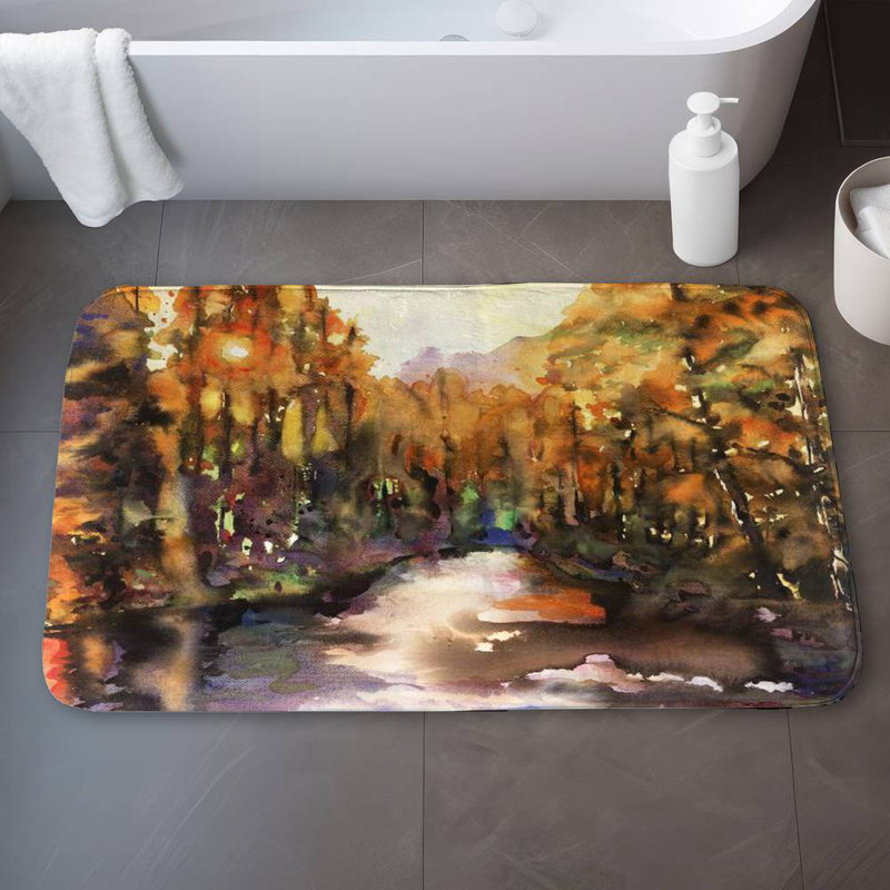 Merced river Bath Mat with Non-Slip Backing - Quick Dry Memory Foam Bathroom Rug - Absorbent - Modern Plush Spa-Style - Machine Washable