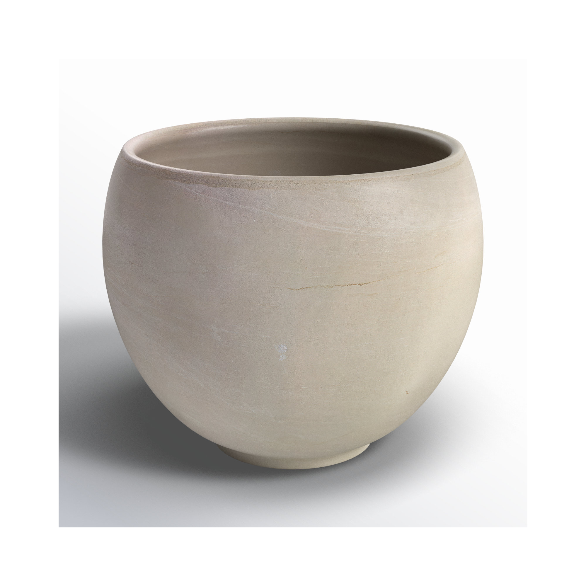 Handmade Ceramic Pot Planter, 6" H x 7.75" W x 7.75" D, Tan