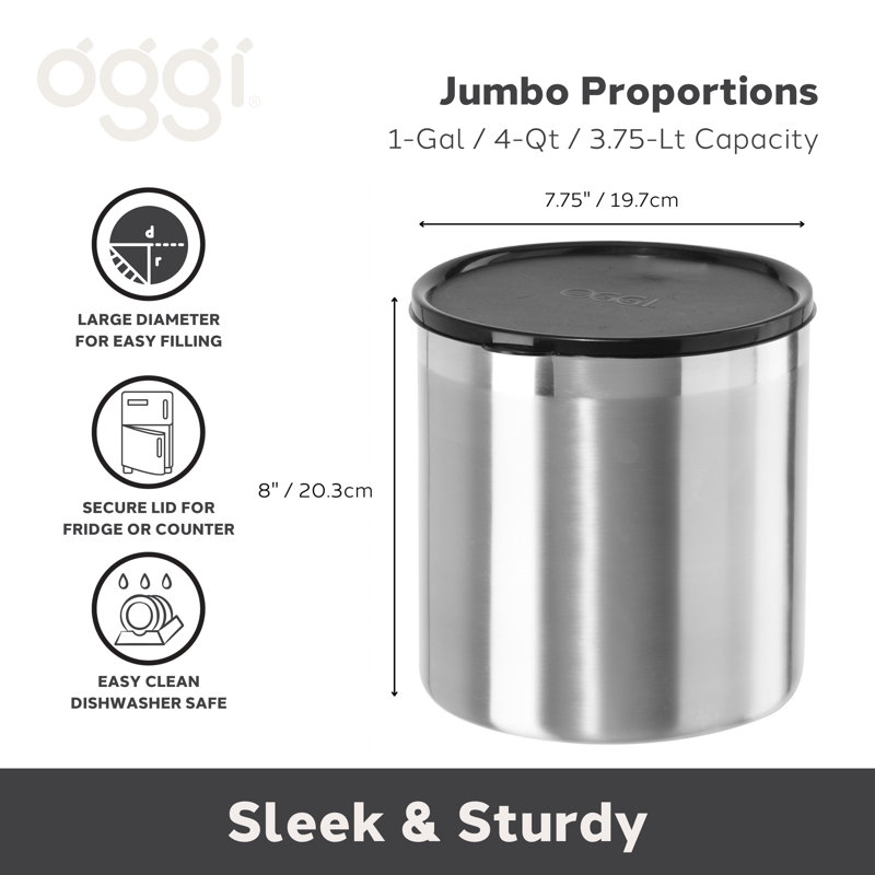 Stainless Steel Jumbo Grease Can W/ Strainer (3.8 Lt, 4 Qt)