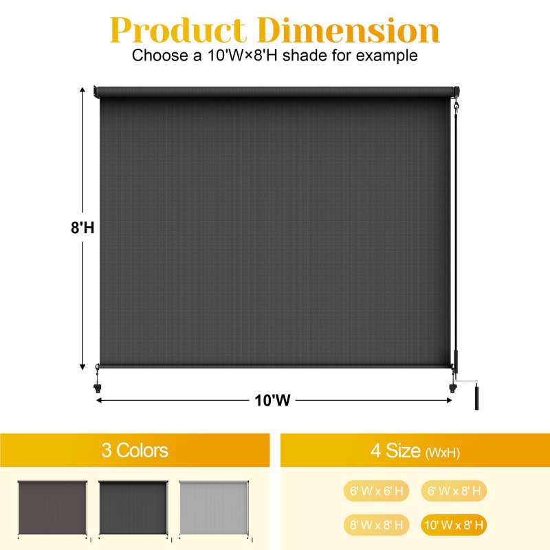 Semi-Sheer Outdoor Roller Shade, 72"W x 72"L