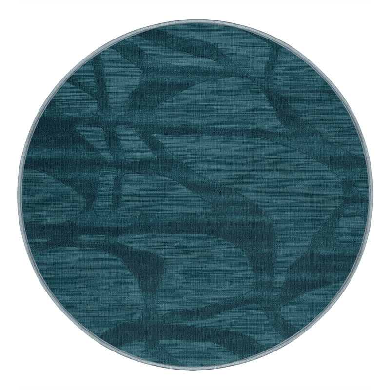Tapis bleu abstrait lavable à la machine, Carré 4 pi