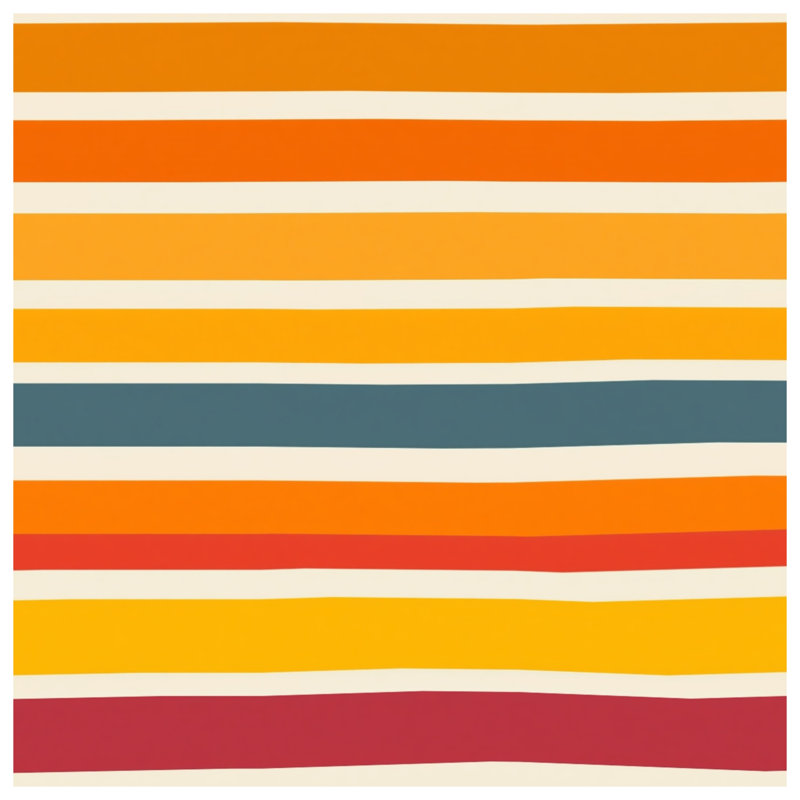 Édredon orange à rayures jaunes, Lit simple