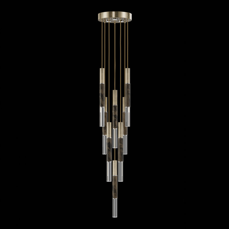 Antonia 11 - Light LED Pendant, Standard Soft Gold Leaf/Nickel