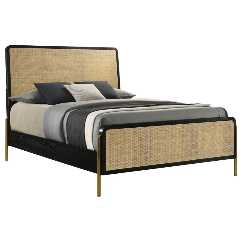 Maxine Rattan Panel Bed, Black/Brown, California King