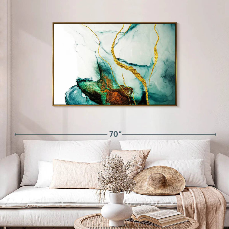 Lucilla stries dorées, Cadre flottant doré, 43 po x 29 po