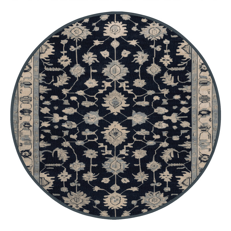 Tapis gris lavable à la machine, Rond 5 pi