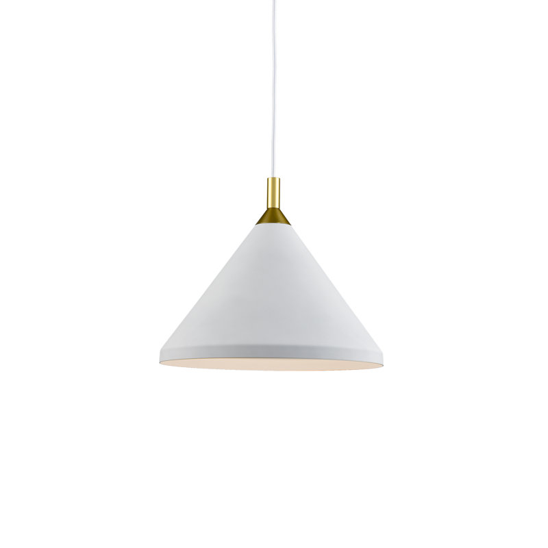 1 - Light Pendant, White/Gold, 12" H x 14" W x 14" D