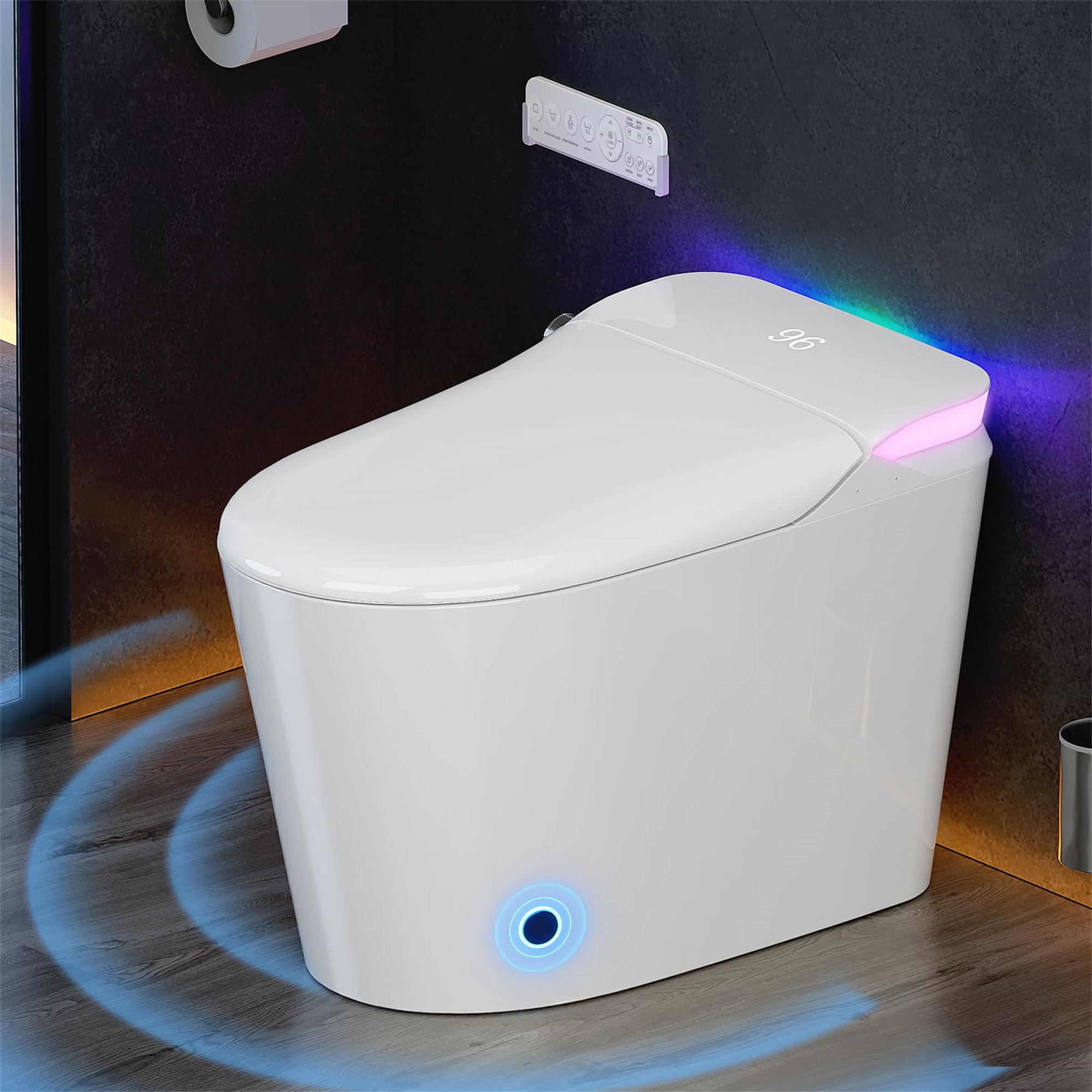 Symple Stuff Heated Bidet Toilet with Night Light & Built-In Bidet ...