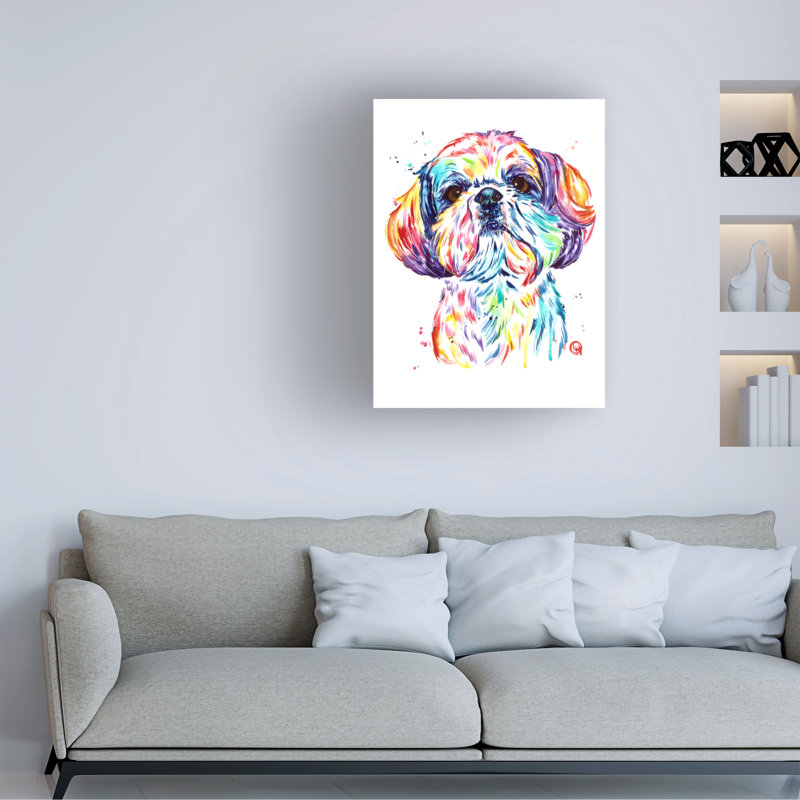Lisa Whitehouse Shihtzu, art sur toile, H 19 po x l 14 po