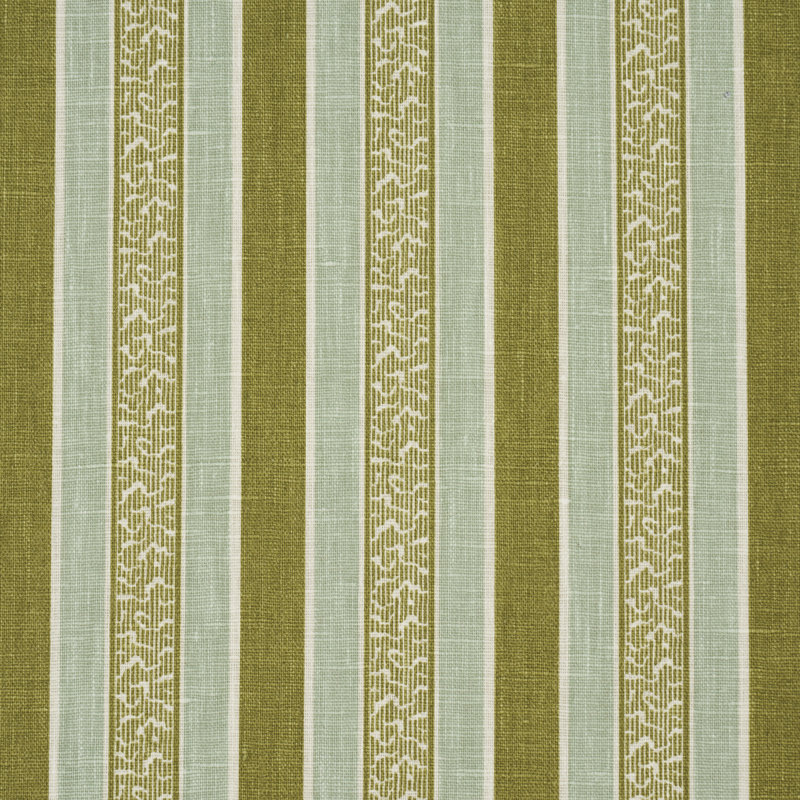 Auguste Stripe Fabric, Ciel/Leaf