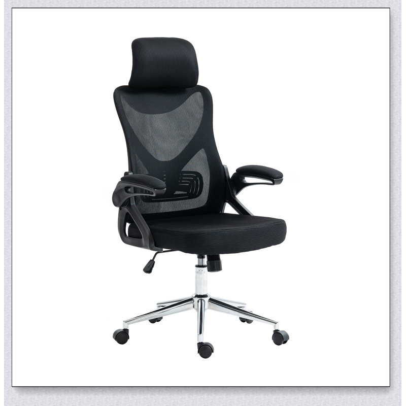 Chaise de bureau ergonomique essentielle avec appui-tête et soutien lombaire réglables, idéale pour le confort et une bonne posture.