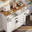 Armoire de bureau moderne - blanc avec 2 portes et tiroirs Buffet de rangement pour la cuisine pour le salon, la salle à manger pouvant contenir une cafetière, un grille-pain, un buffet, un rangement pour le papier de rechange-978636682