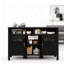 Buffet Farmhouse avec rangement, grand buffet avec 2 portes et tablettes ouvertes, table basse polyvalente pour la cuisine et le salon