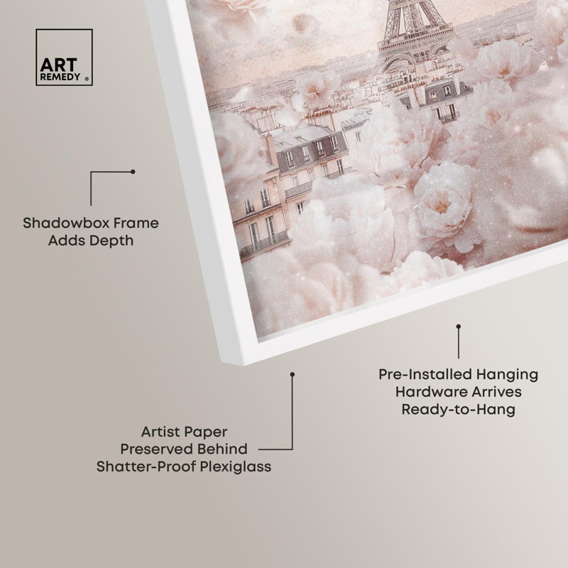 Décoration murale glamour «Rains Petals in Paris» par Art Remedy, H 31 po x l 21 po, Blanc
