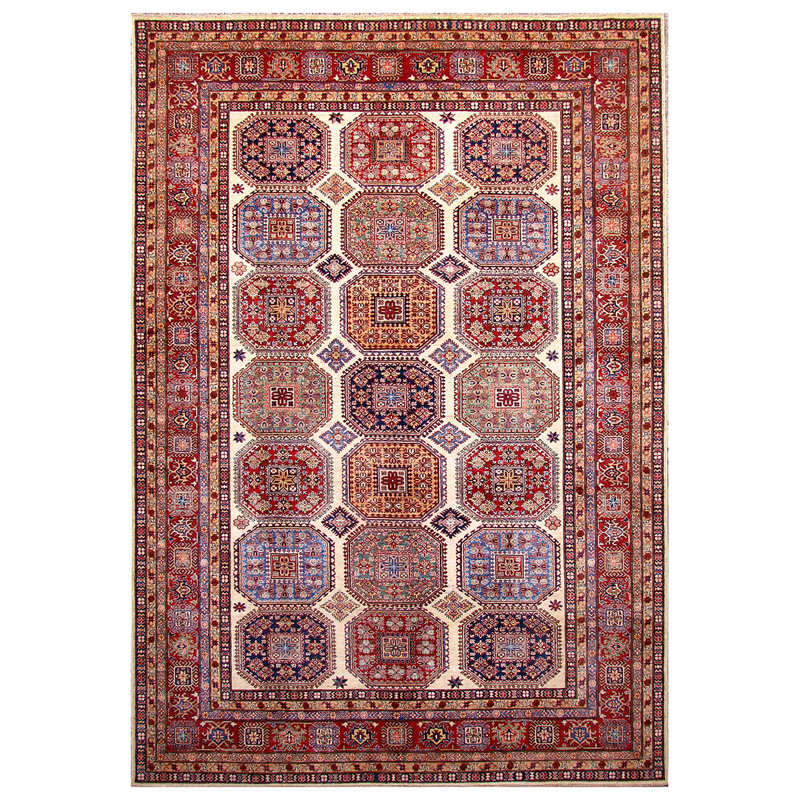 KASEKAZAKIVRE Hand Knotted Wool Area Rug, Rectangle 4' x 6'