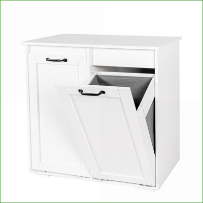Cabinets: Armoire à linge minimaliste avec 2 sacs à doublure amovibles, 31,5 x 15,75 x 30,31 pouces | Blanc cassé | Salle de lavage