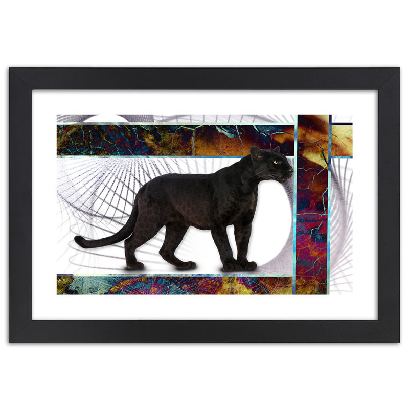 Leopard Animals - Single Picture Frame Print, 70cm H x 100cm W, Black