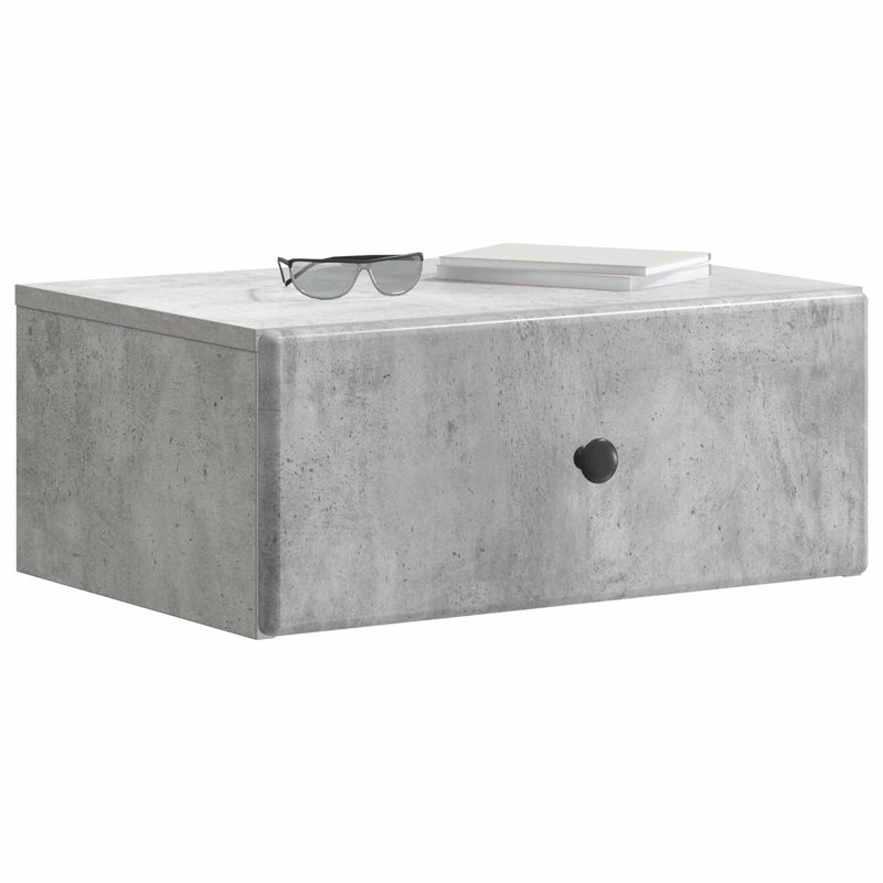 49cm W Manufactured Wood Bedside Table, Concrete Grey