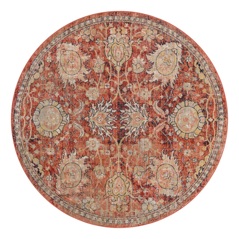 Tapis rouge brique Akira, Rond 7 pi