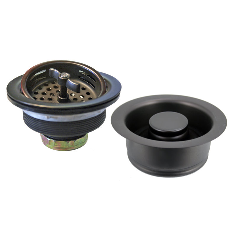 Kitchen Sink Basket Strainer with Waste Disposal Flange and Stopper Set, Oil Rubbed Bronze